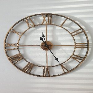 Round Vintage Oversized Industrial Metal Moving Gear Wall Clock